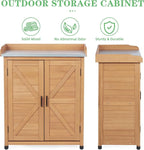 Outdoor Potting Bench with Storage Cabinet and Metal Top, Wood Workstation - Image 4