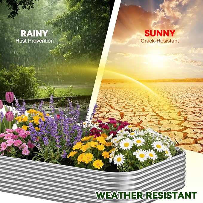 4 Pack Raised Beds for Gardening, Corrugated Galvanized Steel Raised Garden Bed - Image 5