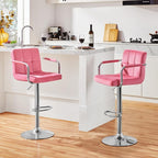 Yaheetech Bar Stools Set of 2, Adjustable Velvet Fabric Swivel Barstools by Yaheetech