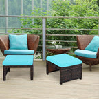 Tangkula 2 Pieces Patio Rattan Ottomans, All Weather Outdoor Footstool Footrest - Image 4