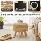 Round Ottoman Natural Seagrass Footstool, Round Footstool - Image 6