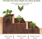 3-Tier Raised Garden Bed with Fabric Liner, Wood Elevated Planter Box with - Image 2