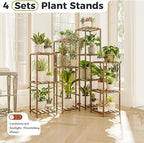 Bamworld 4 Sets Tall Plant Stands Indoor Outdoor Combo Plant Shelves Wooden - Image 3
