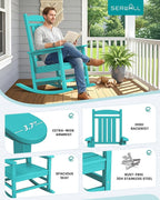 SERWALL HDPE Outdoor Rocking Chair Set of 2, Patio Rocking Chairs, All-Weather - Image 7