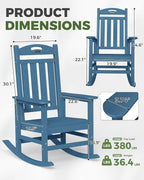 Oversized Outdoor Rocking Chairs Set of 2, High Back Outdoor Rocker Chair - Image 3