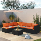 7 Piece Outdoor Patio Furniture Sets, Outdoor Wicker Conversatin Set w Glass - Image 2