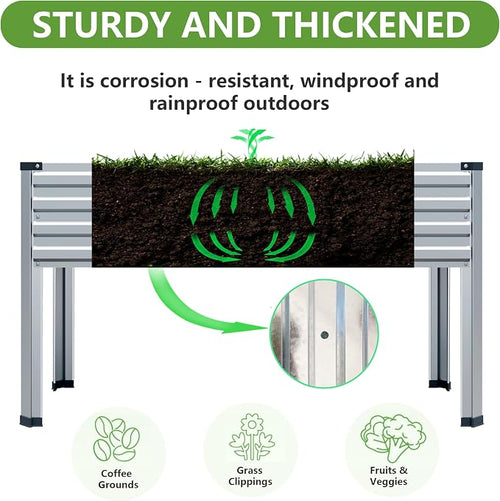 48×24×30in Galvanized Raised Garden Bed, Metal Elevated Planter Box - Image 2