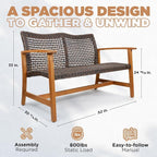IDZO Harmonie 800lbs Capacity Outdoor Loveseat Furniture, FSC Certified Acacia - Image 2