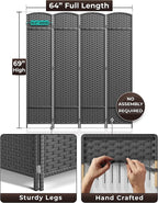 Sorbus 4 Panel Room Divider 6 ft. Tall - Image 5