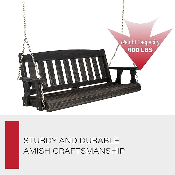 Amish Casual Heavy Duty 800 Lb Mission Treated Porch Swing - Image 6