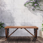VINGLI Rustic Wooden Wheel Bench Outdoor Bench, Patio Bench Wagon Slatted Seat - Image 7
