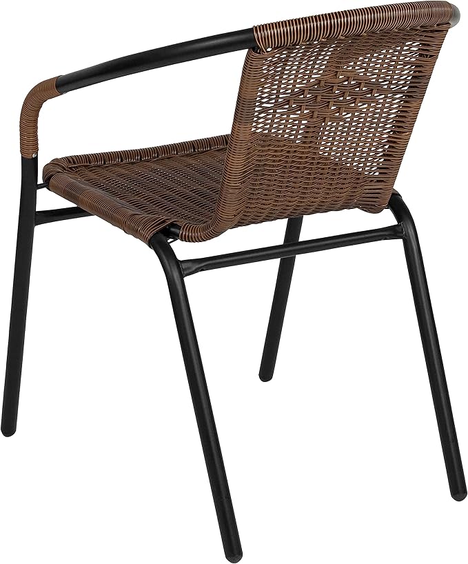 EMMA + OLIVER Set of 2 Modern Rattan Indoor/Outdoor Stack Chairs, Stacking - Image 9