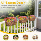 ZeeDix 16 Inch Artificial Flowers Hanging Railing Window Planter Box - Image 5