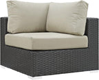 Modway EEI-1856-CHC-BEI Sojourn Wicker Rattan Outdoor Patio Coffee Table - Image 3