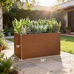 Corten Steel Corner Metal Planter Box L36 x W12 x D16 Rusted Garden Steel - Image 4