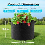 Land Guard 4-Pack Fabric Grow Bags 5 Gallon, Thickened Nonwoven Garden Pots - Image 2