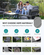 SERWALL HDPE Patio Conversation Set, 6-piece Sectional Outdoor Furniture Set - Image 3