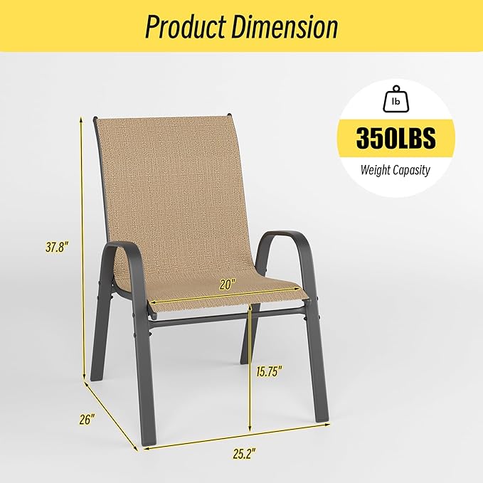 Betterhood Patio Chairs Set of 4, Stackable Outdoor Dining Chairs Set - Image 3