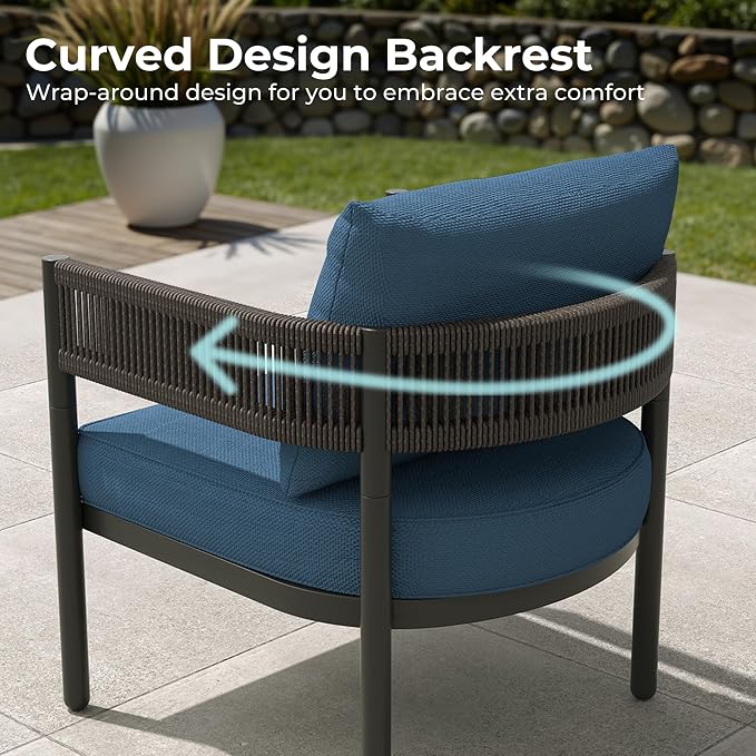 Grand patio 6-Piece Outdoor Furniture Set, 6 Seats Wicker Sofa Conversation Set - Image 6