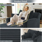 65.4" Chaise Lounge Chair Indoor, Oversized Boneless Couch Comfy Upholstered - Image 5