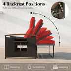 LDAILY Moccha Outdoor Wicker Daybed, Patio Rattan Loveseat Sofa w/ 4-Level - Image 4