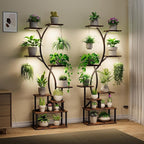 Plant Stand Indoor with Grow Lights 9 Tiered Wood Plant Shelf 62" Tall Plant by Elaruslux