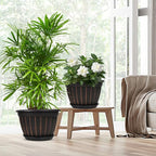 FGstyle 4 Pack 16 inch Plant Pots, Retro Vertical Stripe Planters - Image 4