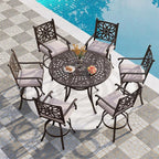 PHI VILLA 7 PCS High Bar Patio Dining Set, Cast Aluminum Outdoor Bar Set - Image 7
