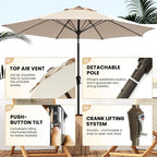 Ayge 9FT Large Outdoor Patio Umbrella Market Table Umbrella-UV Resistant - Image 3