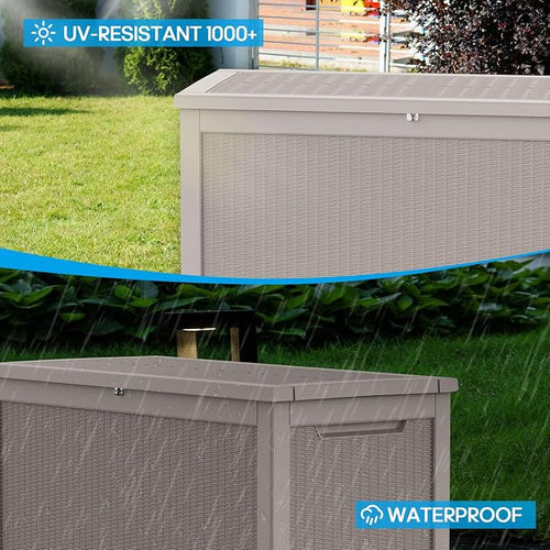 320 Gallon Waterproof Outdoor Storage Box, Large Resin Deck Box, Lockable - Image 2