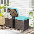 RELAX4LIFE Wicker Outdoor Storage Ottoman, 2-Piece Rattan Footstool w/Removable - Image 9