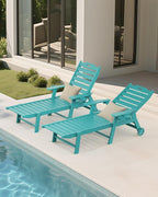 Carauci Lounge Chair Outdoor Set of 4, HDPE Chaise Lounge - Image 7