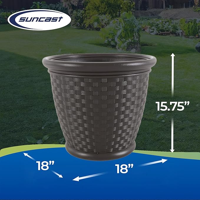 Suncast 4 Pack Sonora 18 Inch Lightweight Durable Plastic Wicker Decorative - Image 3