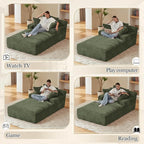 80 Inch Chaise Lounge Chair Indoor, Oversized Corduroy Upholstered Boneless - Image 5