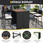 5 Piece Patio Wicker Bar Set, Rattan Bar Stools Set - Image 9