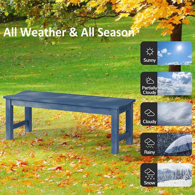 Outdoor Bench, 2-Person Patio Backless Bench Holds up to 800lbs, Weatherproof - Image 4