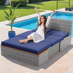 Devoko Patio Day Bed Outdoor Daybed Set Multifunctional Rattan Lounge Bed - Image 3