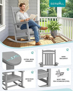 SERWALL HDPE Outdoor Rocking Chair Set of 2, Oversized Patio Rocking Chairs - Image 7