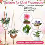 Hoteam 12 Pcs Macrame Plant Hangers Macrame Hanging Planters - Image 5