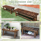 Outdoor Garden Bench, 3-Person Wood Patio Bench Weatherproof Outdoor Backless - Image 6