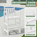 Outdoor Patio Tall Adirondack Bar Chairs Set of 2, All-Weather HDPE Bar Height - Image 3