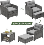 LHBcraft Balcony Furniture 5 Piece Patio Chairs Conversation Set, PE Wicker - Image 4