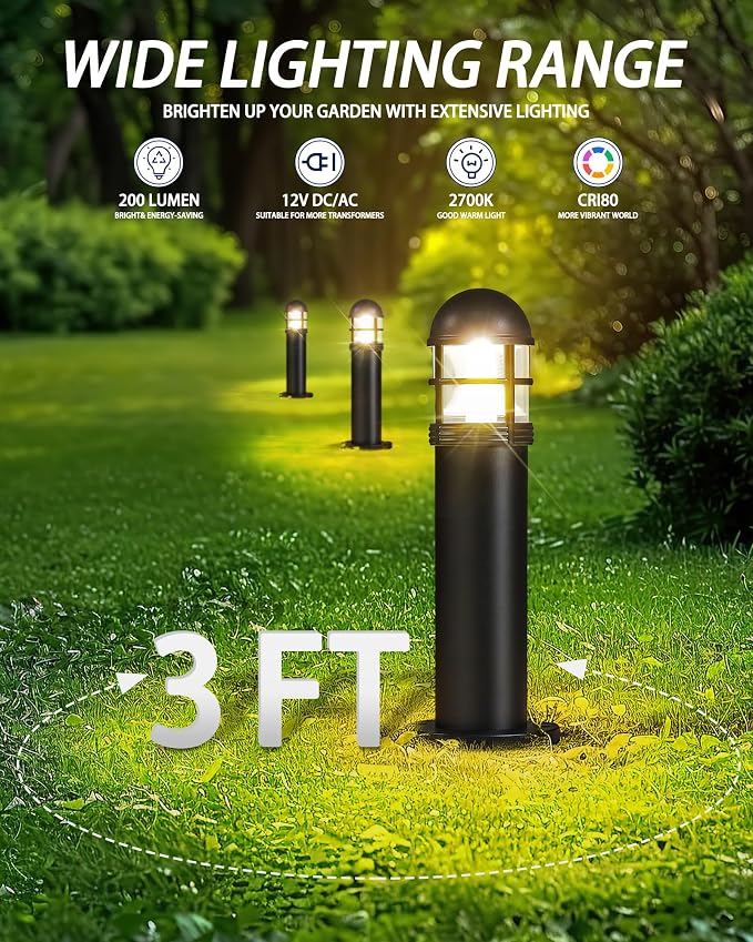 6 Pack LED Low Voltage Landscape Lights, 200LM 12V IP67 Waterproof Holiday - Image 2
