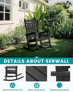 SERWALL HDPE Outdoor Rocking Chair Set of 8, Patio Rocking Chairs - Image 4
