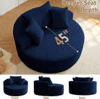 Oversized Round Chair Lounge Chaise Indoor, Upholstered Corduroy Deep Seat - Image 6