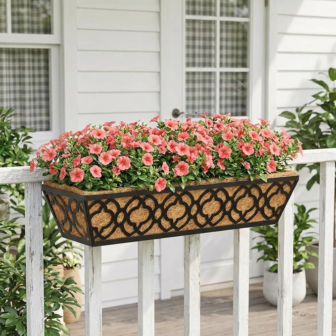 Y&M 24in Window Planter Box 4Pcs Iron Railing Planter - Image 9