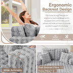 56"W Oversized Chaise Lounge Chair Indoor, Plush Faux Fur Sleeper Couch Sofa Bed - Image 4