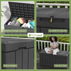 Patiowell 82 Gallon Resin Deck Box, Waterproof Large Wood Look Storage Box - Image 4