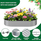 zizin 2 Pack Oval Galvanized Raised Garden Bed Kit 8x4x1ft Large Metal Planter - Image 4