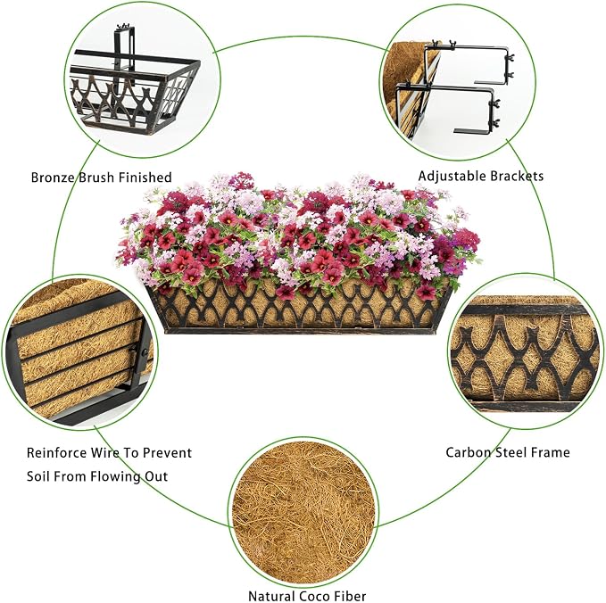 6 Pack 24 Inch Window Boxes Planters Railing Planter Box - Image 3